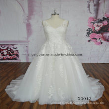 Robe de mariée en dentelle à col en V 2016